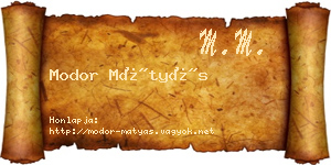 Modor Mátyás névjegykártya