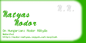 matyas modor business card